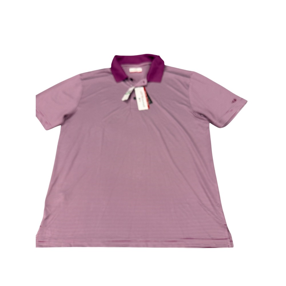 Grand Slam Performance Mens Golf Polo Shirt Grape Kiss‎ Purple Striped  L